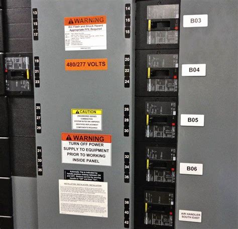 electric panel box warning label|electrical equipment identification labels.